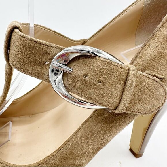 Franco Sarto Nalia Caramel Suede T Strap May-Jane w/Patent Heel and Platform 9 - Picture 4 of 13